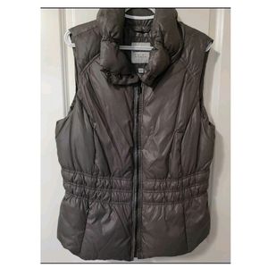 Esprit Puffer Vest Down Filled Pewter Grey Size 14 M / L Zip Up Warm Outerwear
